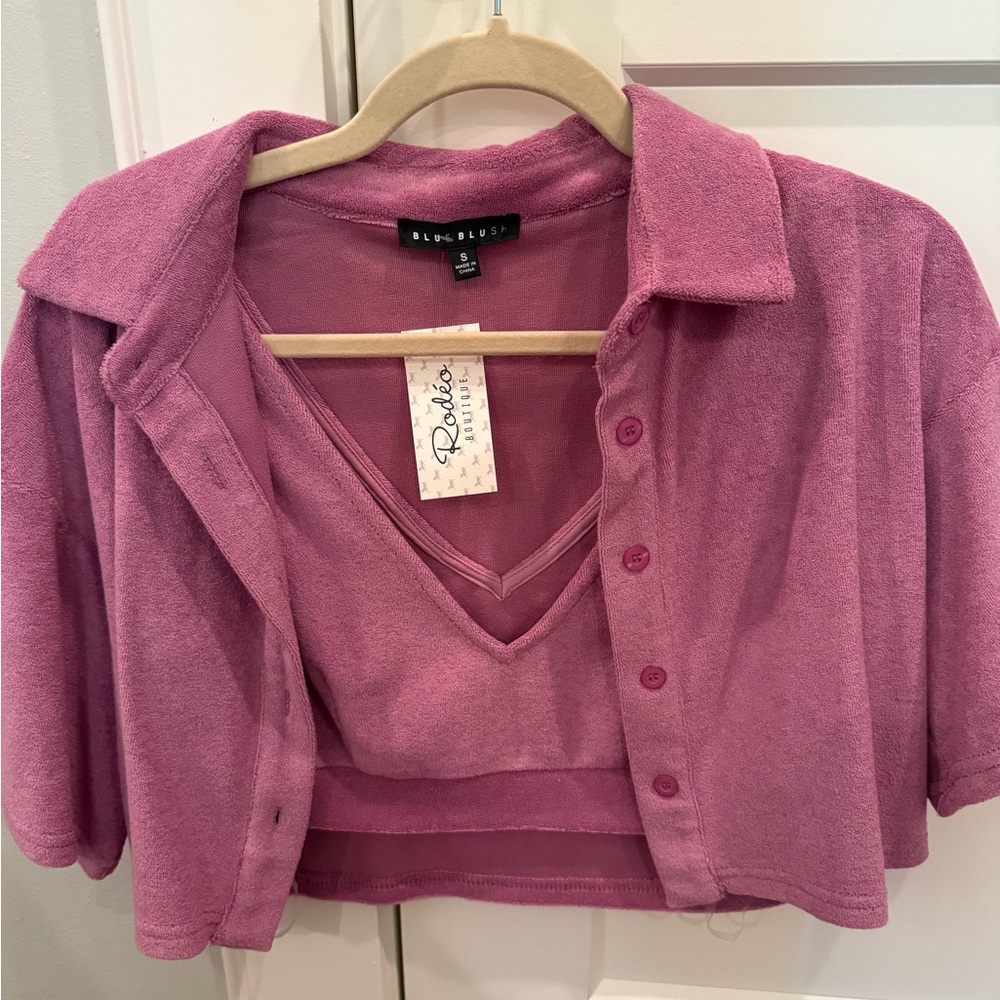 NWT Pink Blush Dusty Rose Cardigan and Tank Set